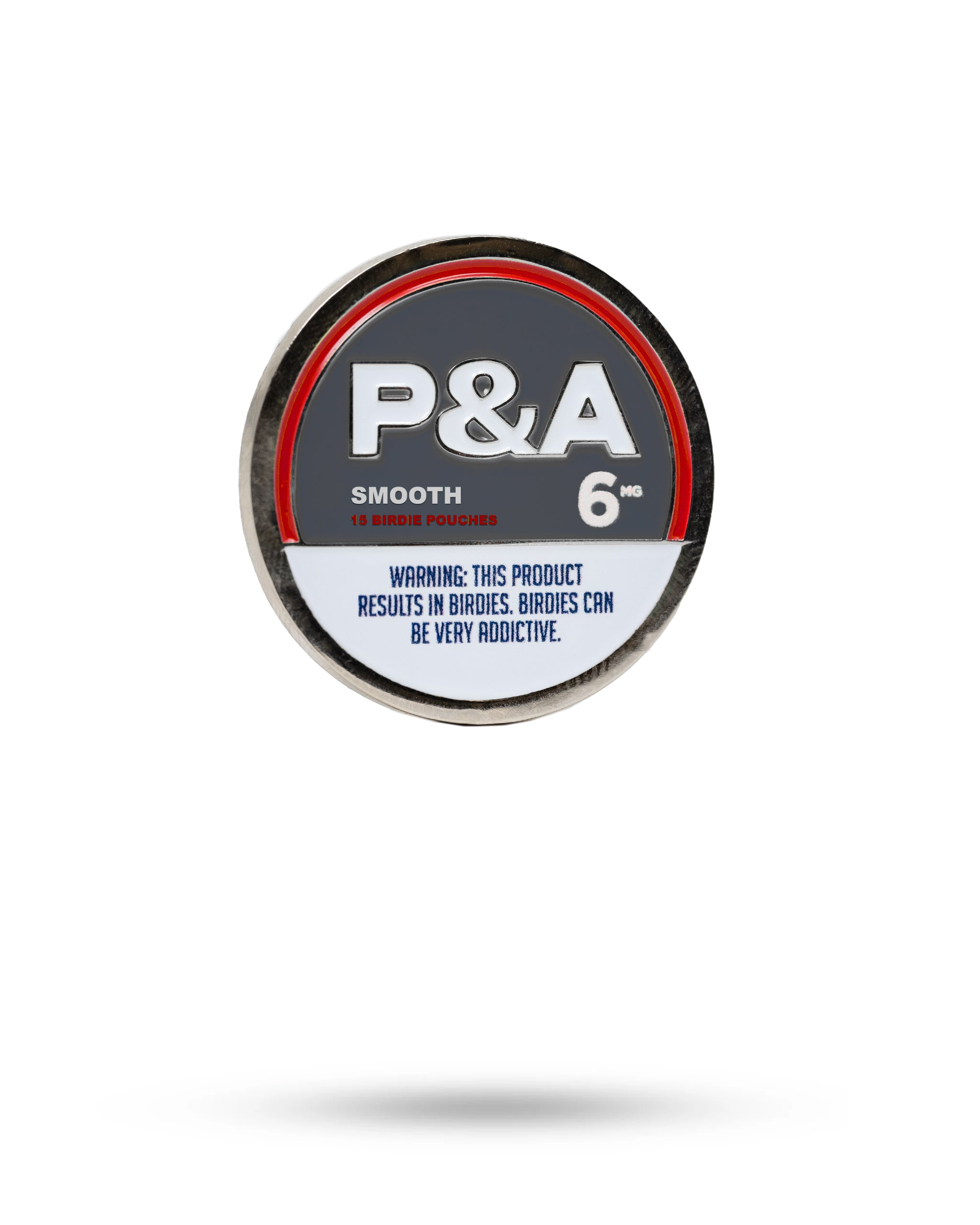 Smooth ball marker by Pins and Aces featuring a sleek design and bold branding for stylish golf play.