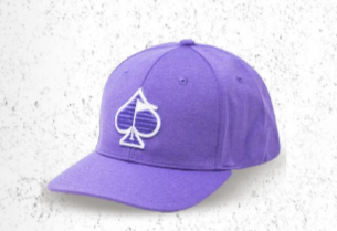 Lavender Performance Spade Hat featuring a white spade logo, designed for stylish golfers seeking standout accessories.
