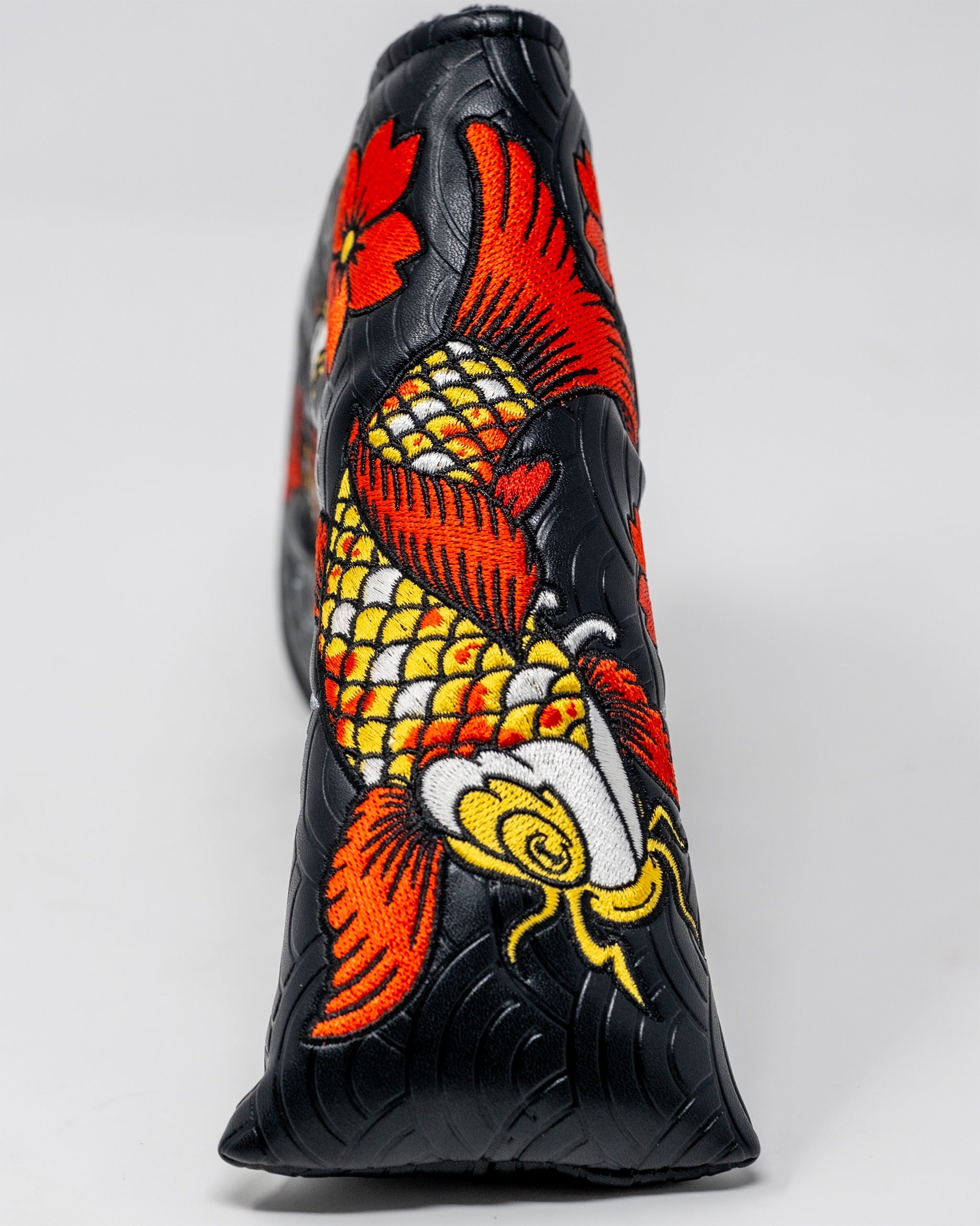 Koi Flow Blade Putter Cover featuring vibrant koi fish and floral designs, perfect for stylish golfers.