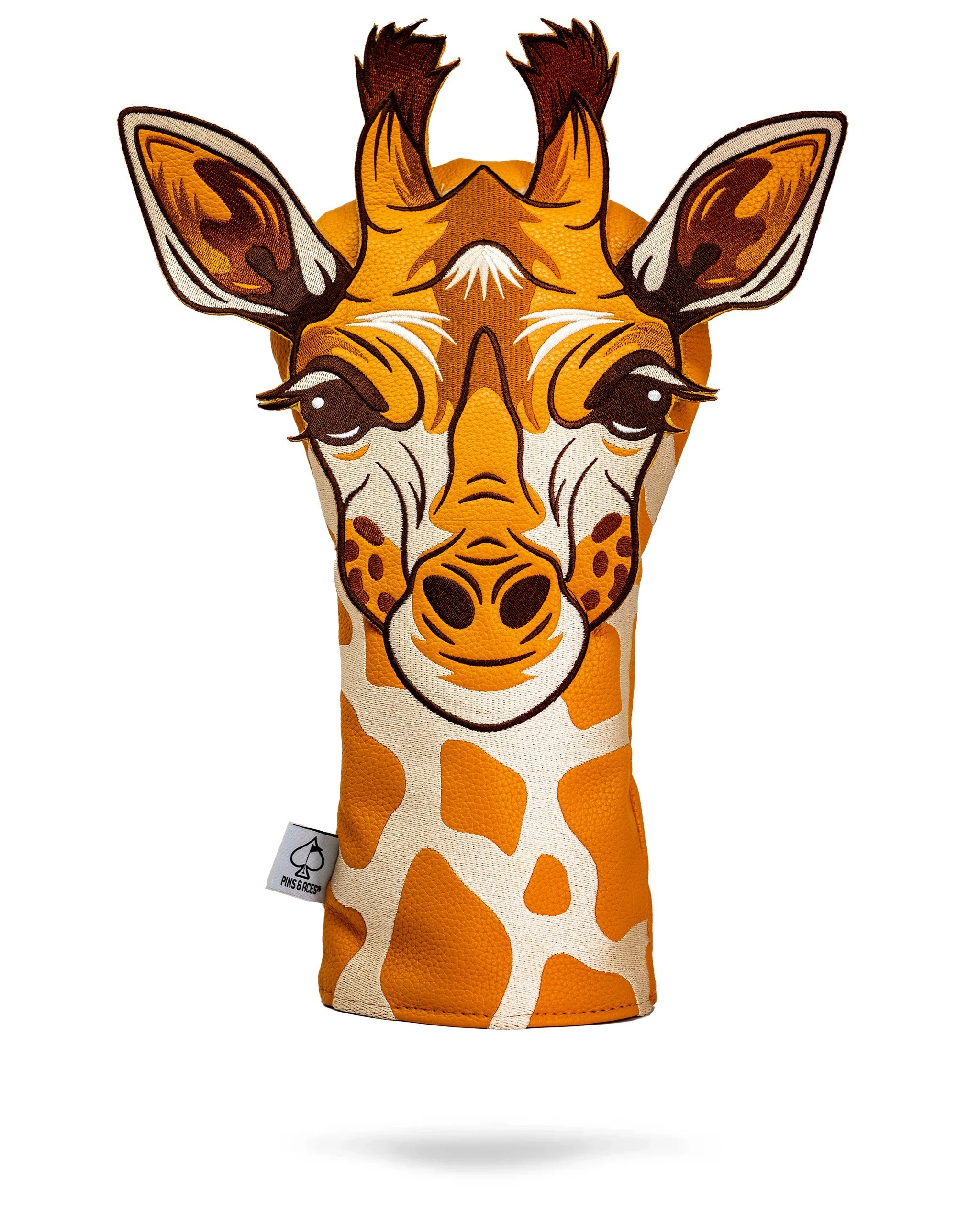 Giraffe driver cover featuring a detailed giraffe face design, perfect for adding a unique touch to your golf bag.