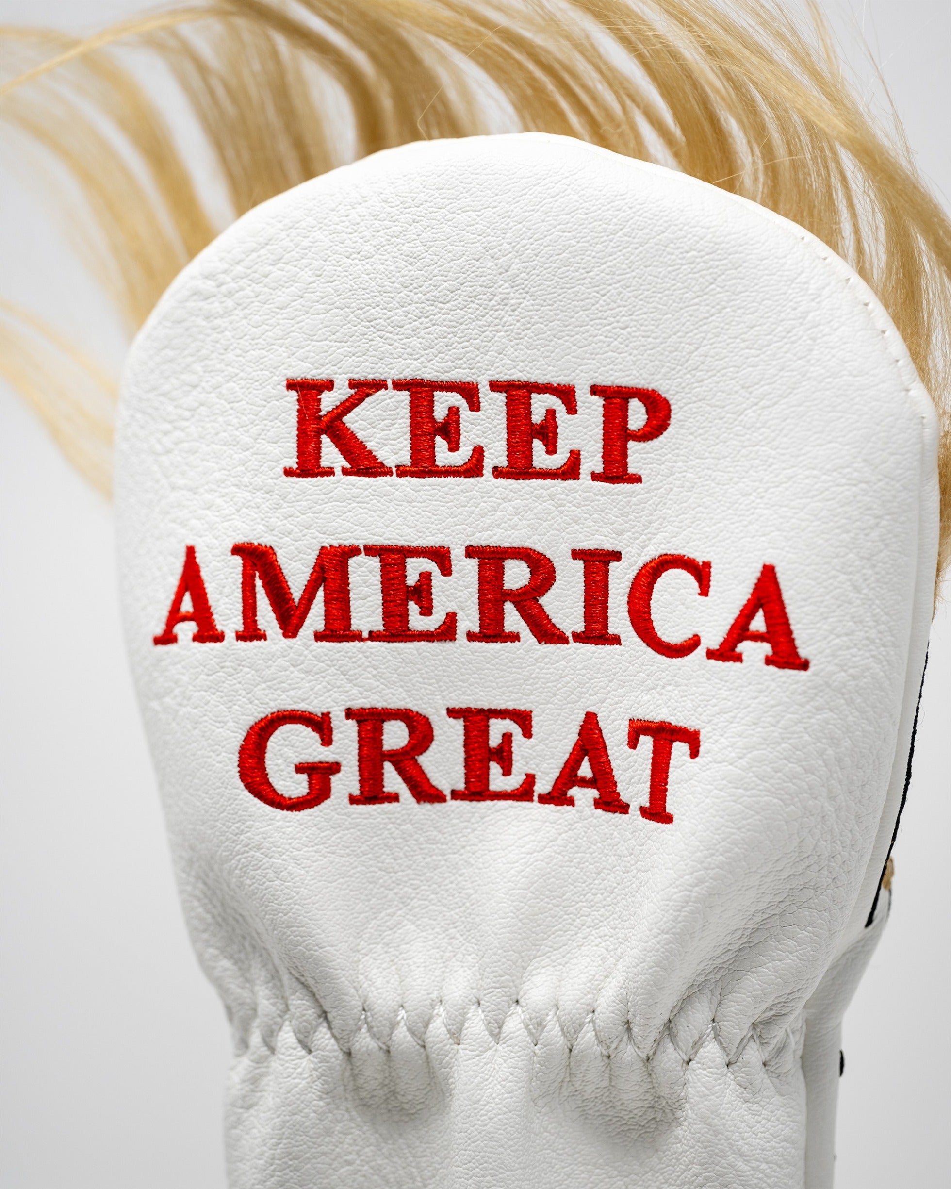 Bold golf hybrid cover featuring "KEEP AMERICA GREAT" in red lettering on a white background, designed for standout style.