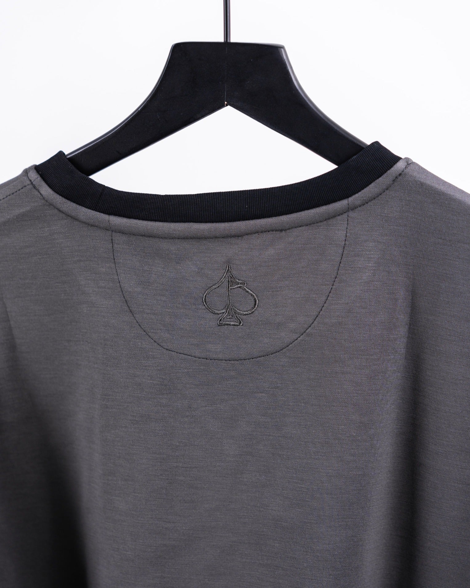 Slate grey Player Preferred™ crewneck featuring a subtle embroidered logo on the back, perfect for stylish golfers.