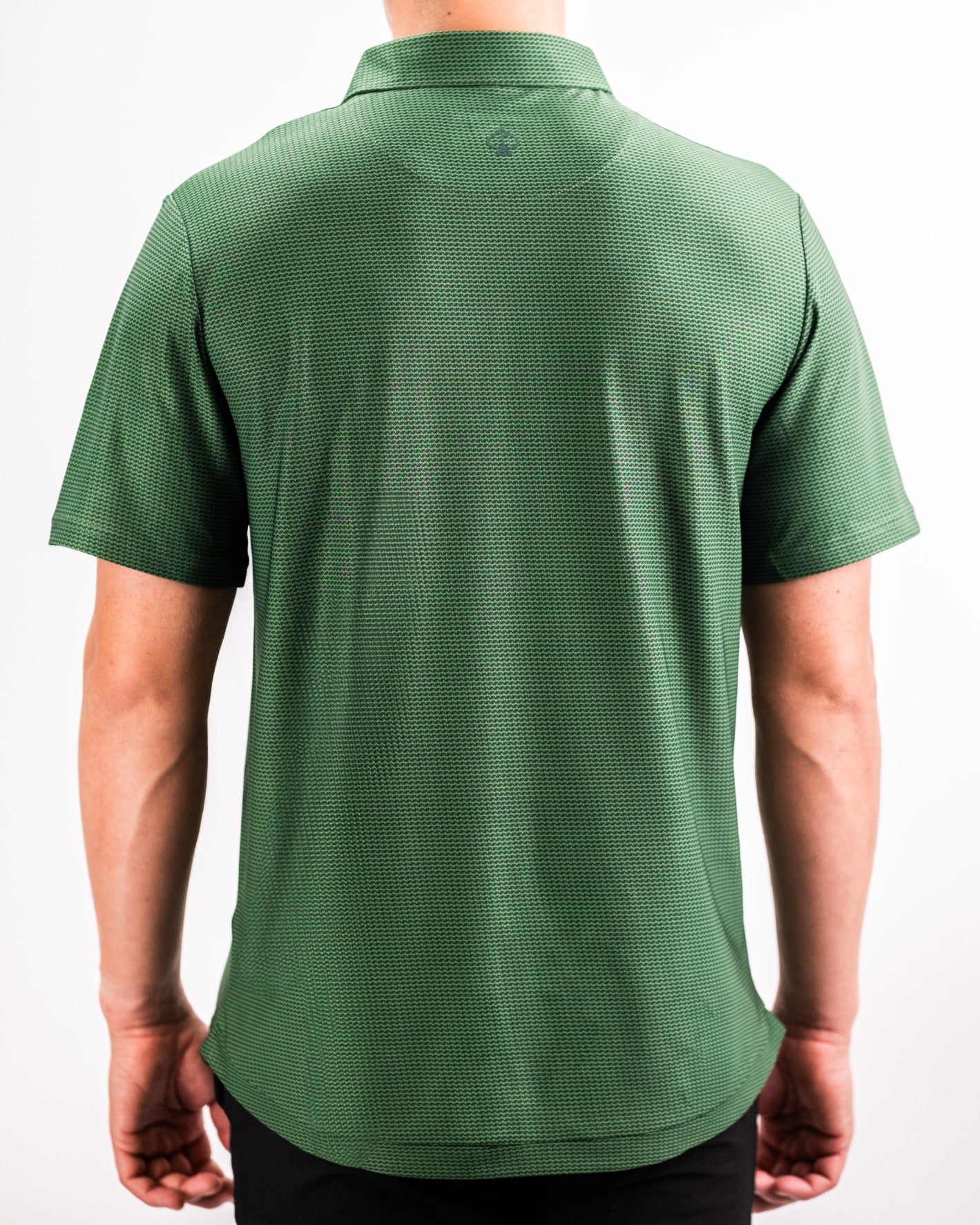 Men's Player Preferred Polo in Forest Wave, featuring a textured green design and a classic polo collar.