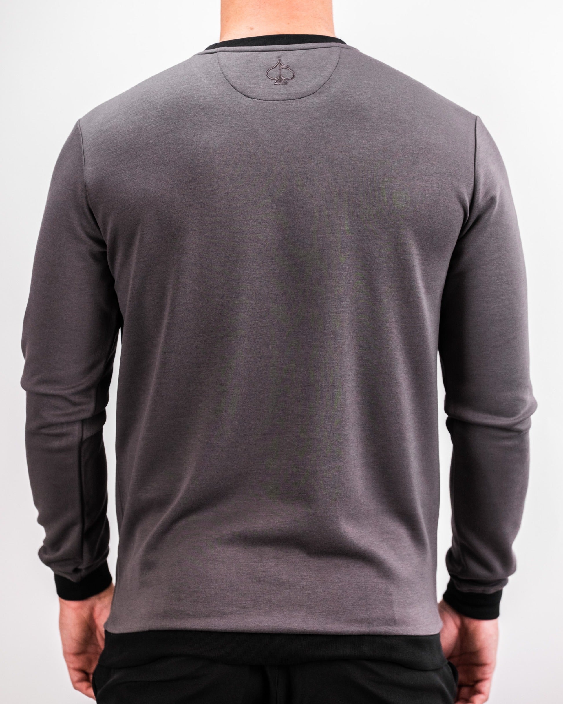 Slate grey Player Preferred™ crewneck featuring a classic design and comfortable fit, ideal for stylish golfers.