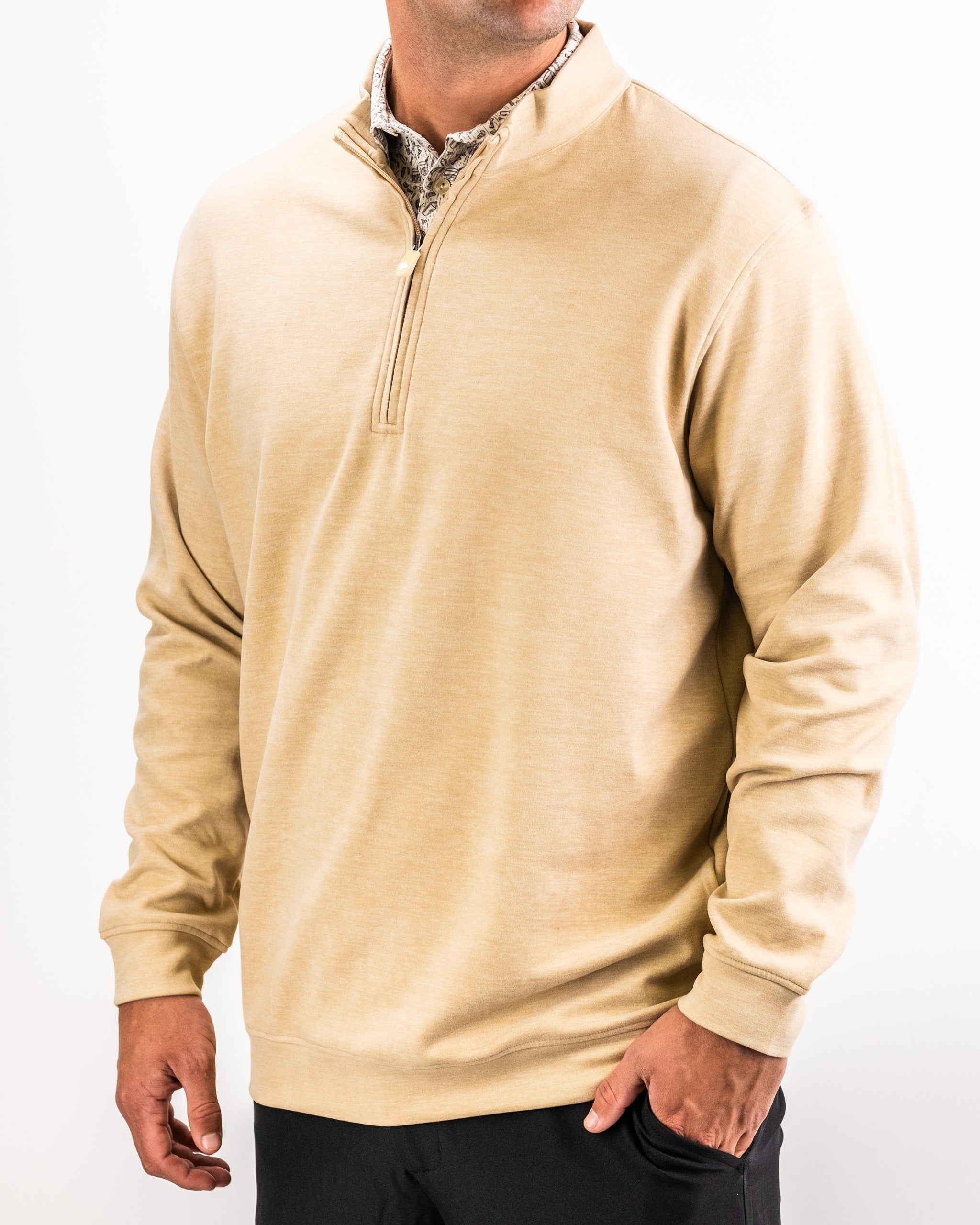 Player Preferred™ Pullover - Sand | Quarter Zip Golf Layer | Ultra