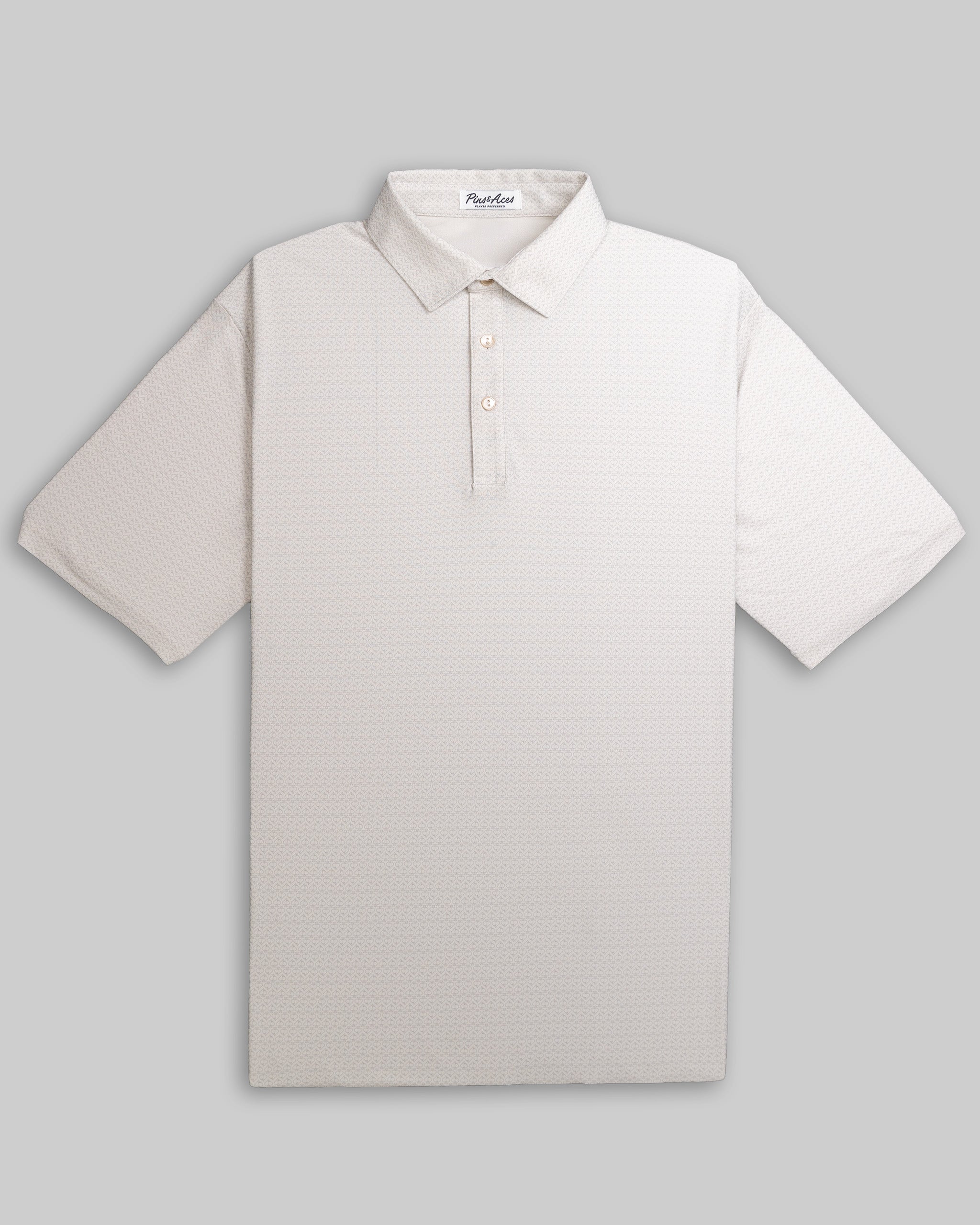 Light gray Player Preferred Polo featuring a subtle spade pattern, designed for comfort and style on the golf course.