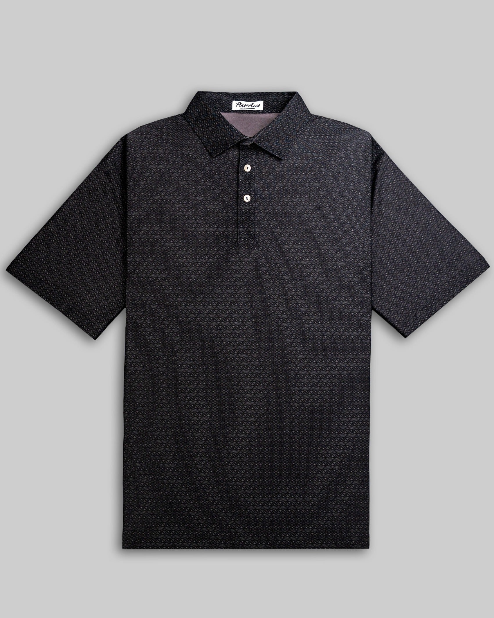 Player Preferred Polo in Midnight Spade features a sleek black design with subtle patterns, perfect for stylish golfers.