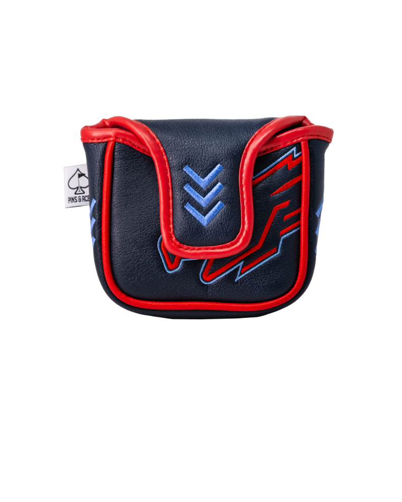 Top Gun Maverick mallet headcover featuring a sleek black design with red and blue accents and a bold graphic.