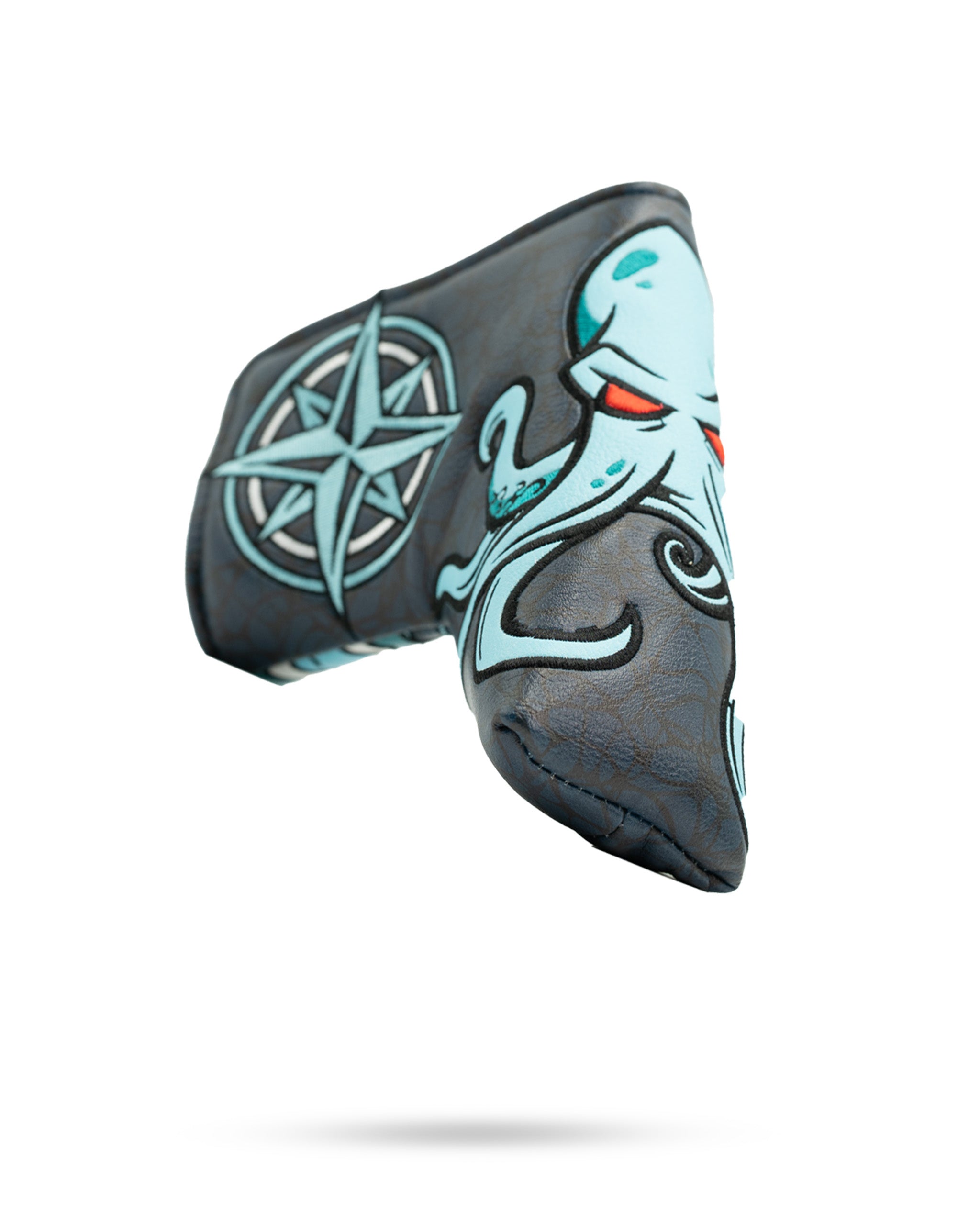 Kraken blade putter cover featuring a striking octopus design with a compass, perfect for golfers seeking bold style.