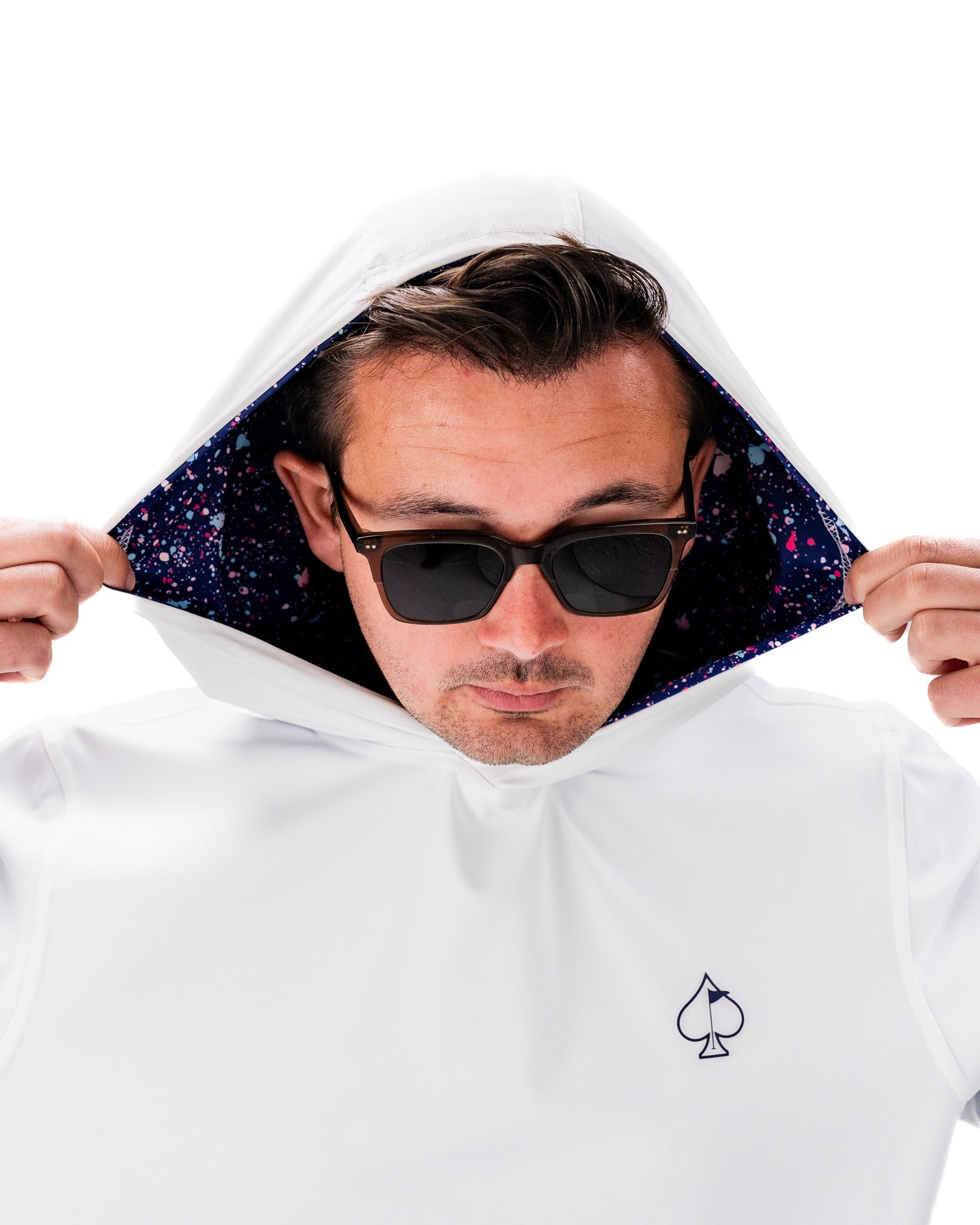 Performance Golf Hoodie - Blue Splatter | Lightweight & Bold | 85