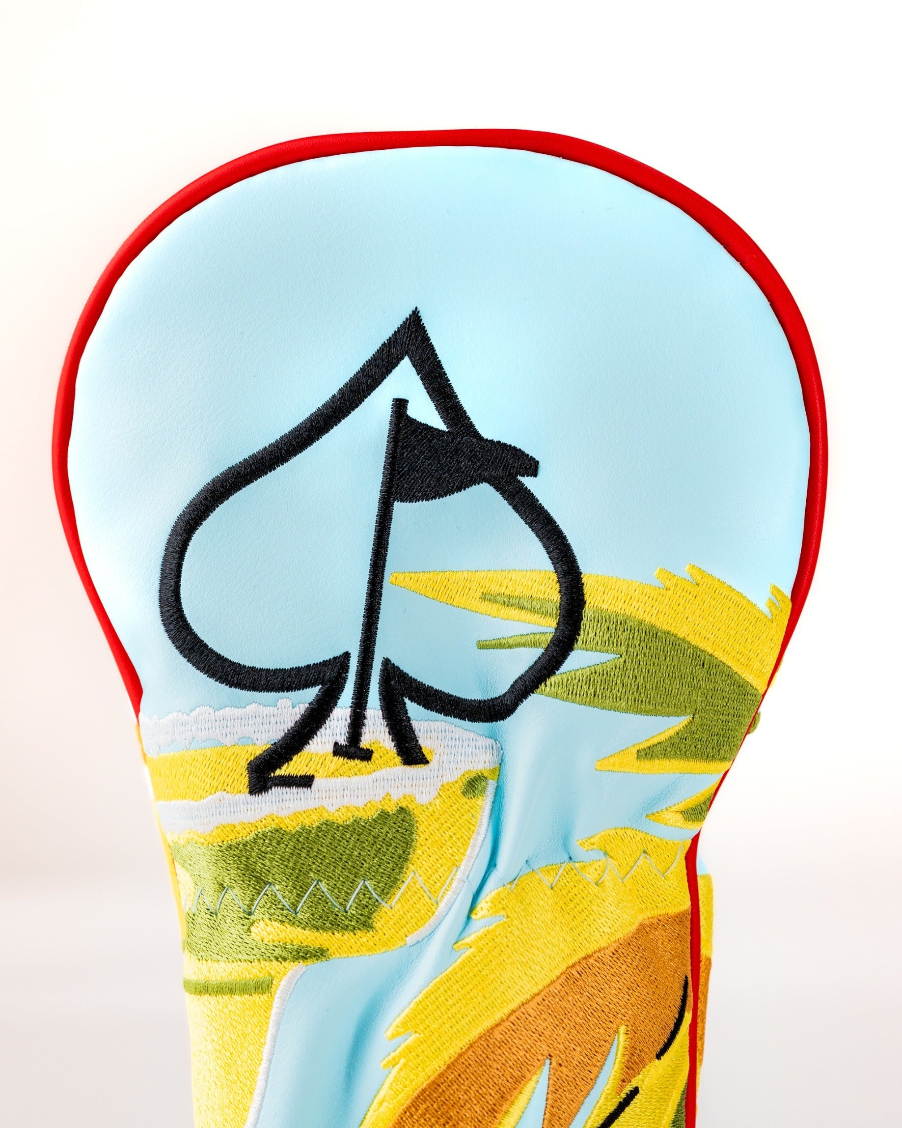 Colorful Margaritaville 5 O'Clock Somewhere fairway headcover featuring a tropical design and spade logo for golfers.