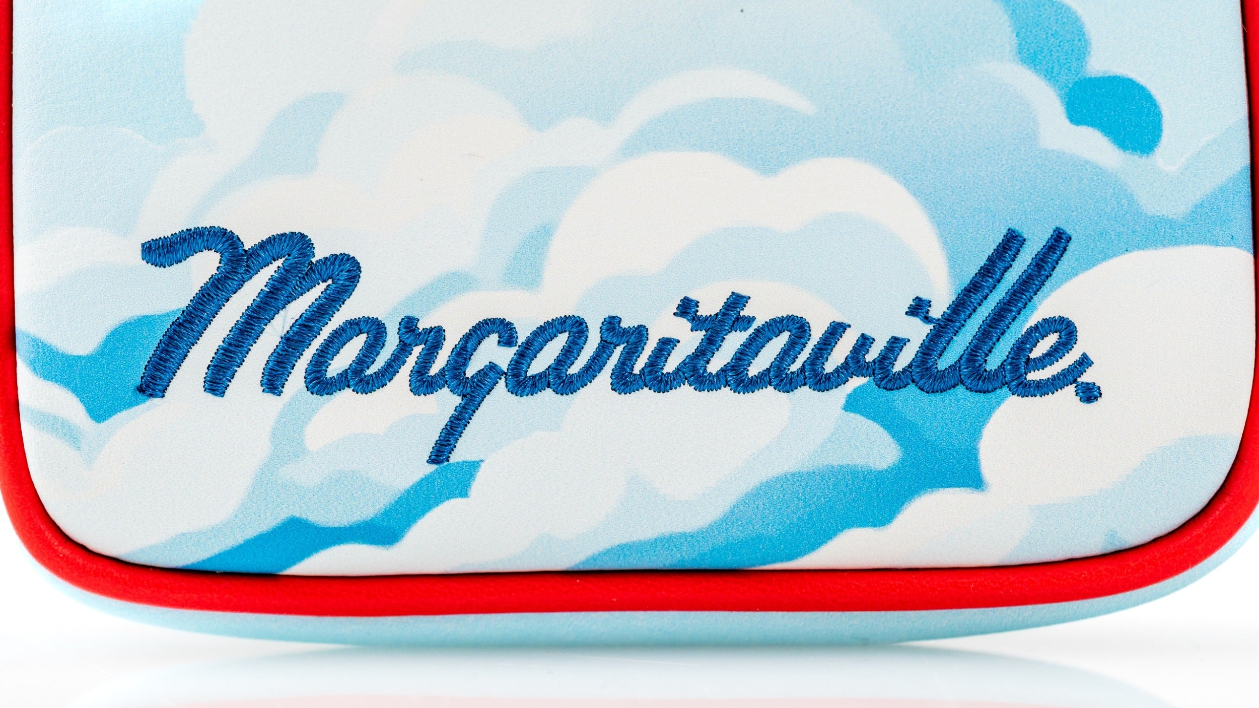 Margaritaville mallet putter cover featuring a cloud design and embroidered logo, perfect for stylish golfers.