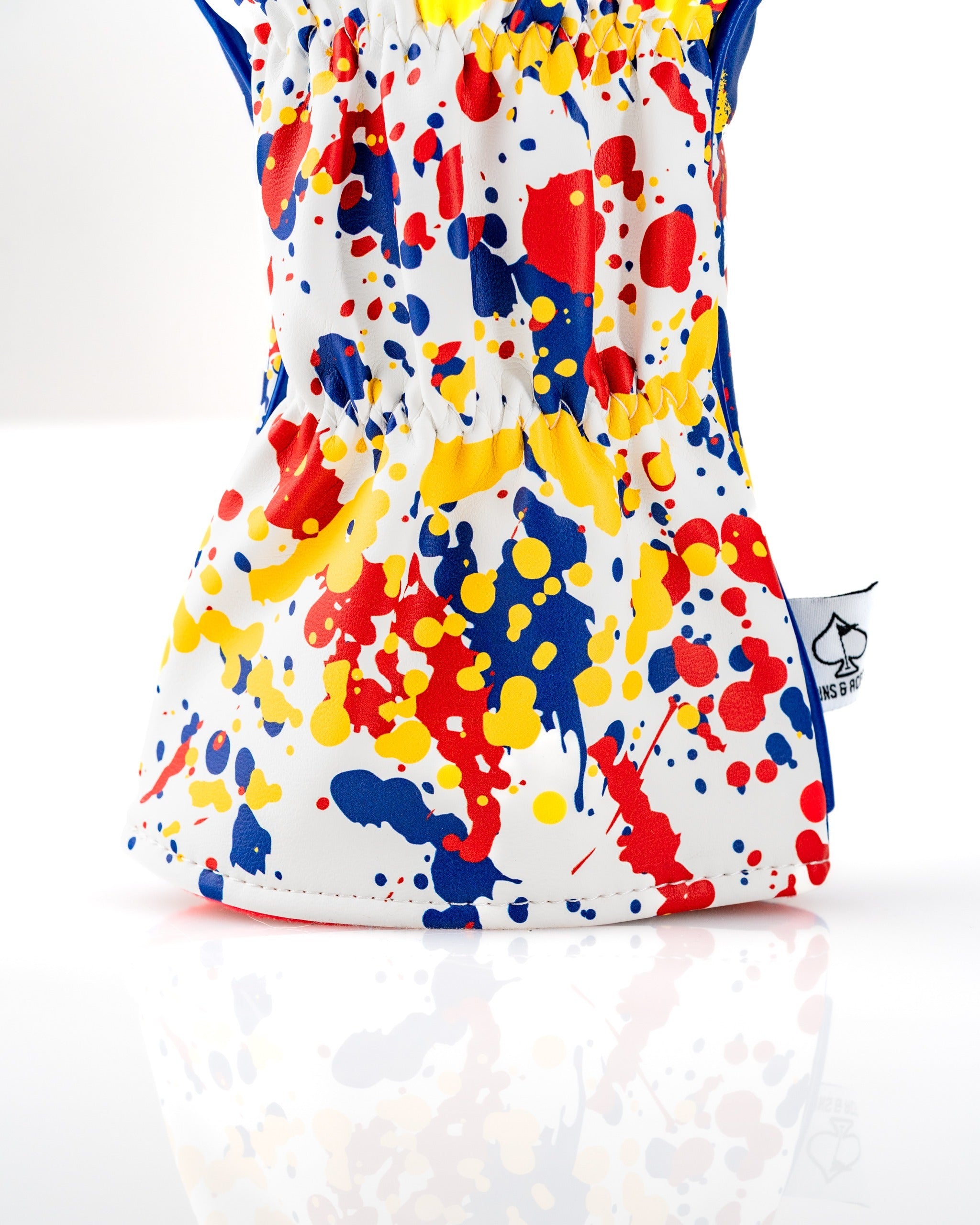 Bold Colorado 2.0 driver cover featuring a vibrant splatter design in red, yellow, and blue for a standout look on the course.