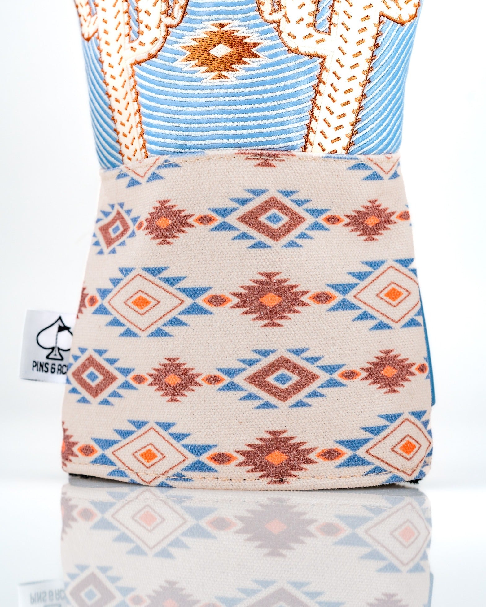 Western aesthetic driver cover featuring vibrant cactus designs and a geometric pattern, perfect for stylish golfers.