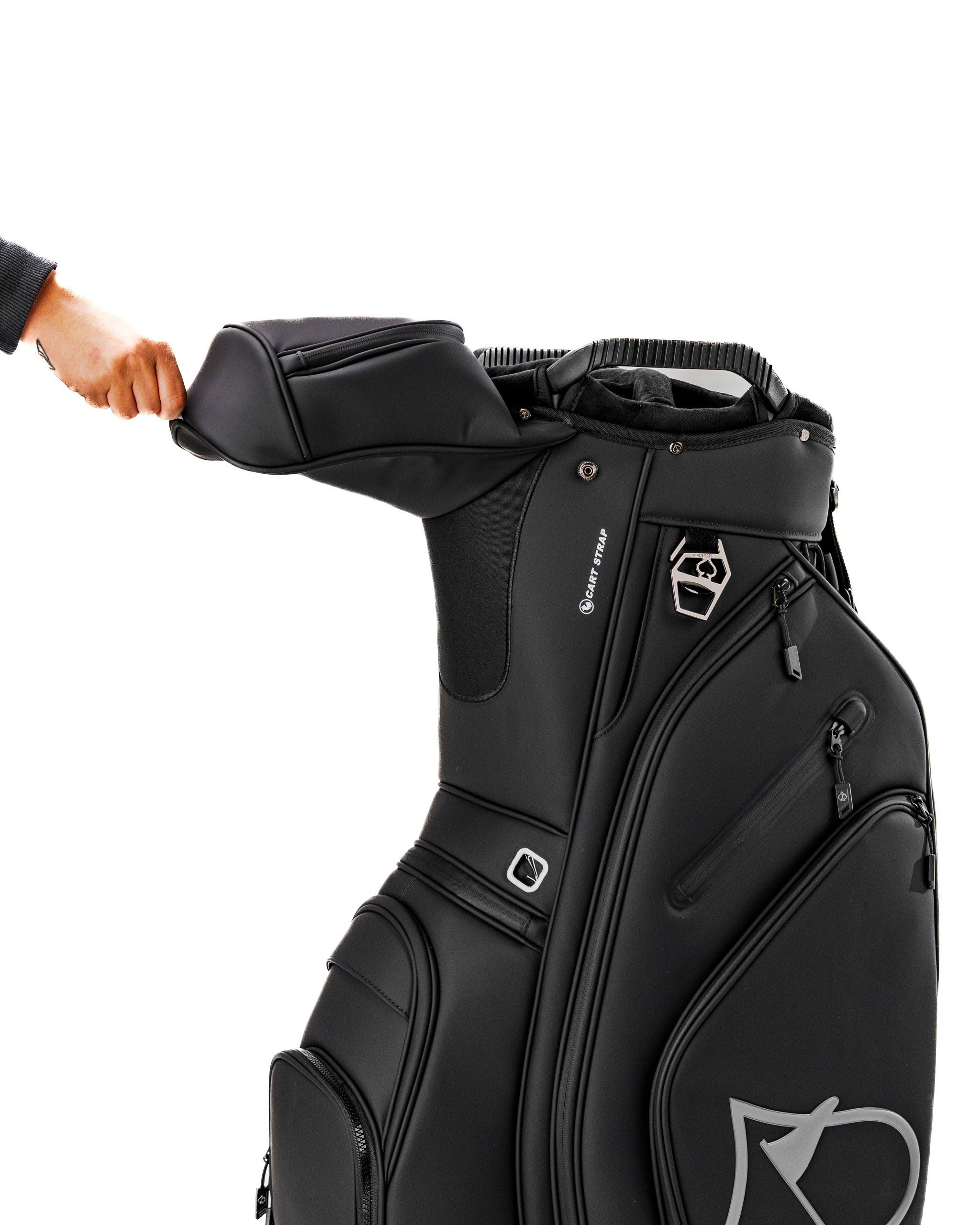 新品】NO GOLF CART BAG - Black Signature Synthetic Leather Cart Bag