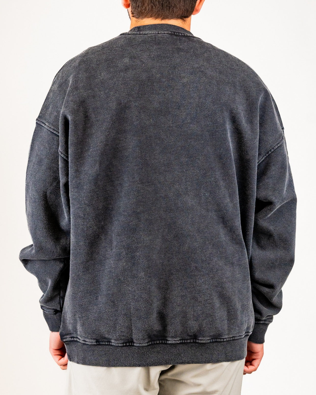 Embossed Spade Crewneck - Washed Charcoal | Lightweight Long