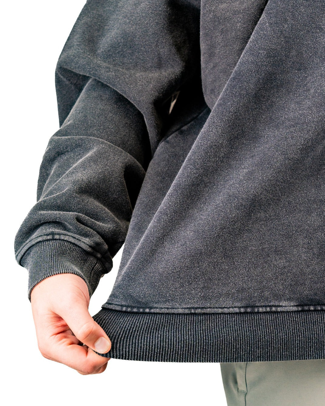 Embossed Spade Crewneck - Washed Charcoal | Lightweight Long