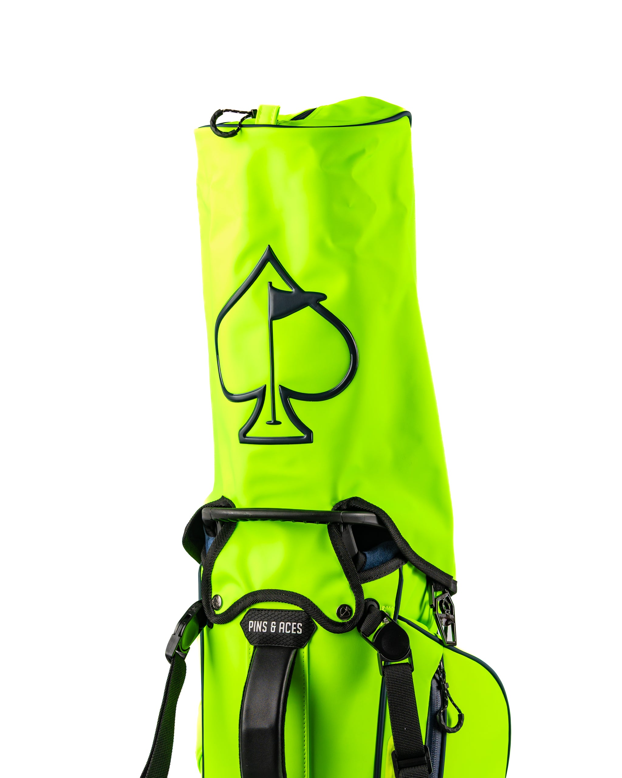 Bright electric tide golf bag featuring a bold logo, designed for golfers seeking standout style on the course.