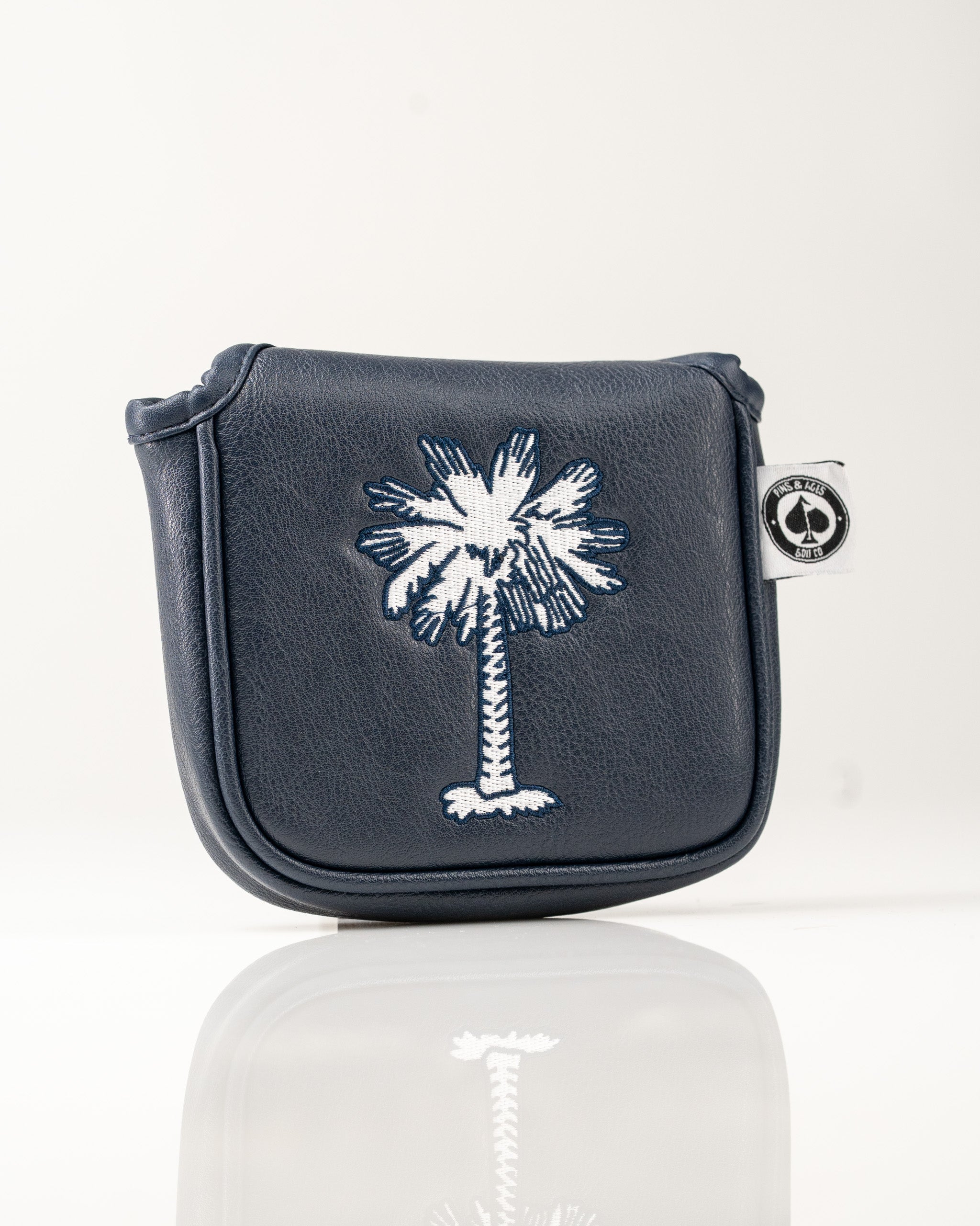South Carolina State Flag mallet putter cover featuring a palm tree design in white on a navy background.