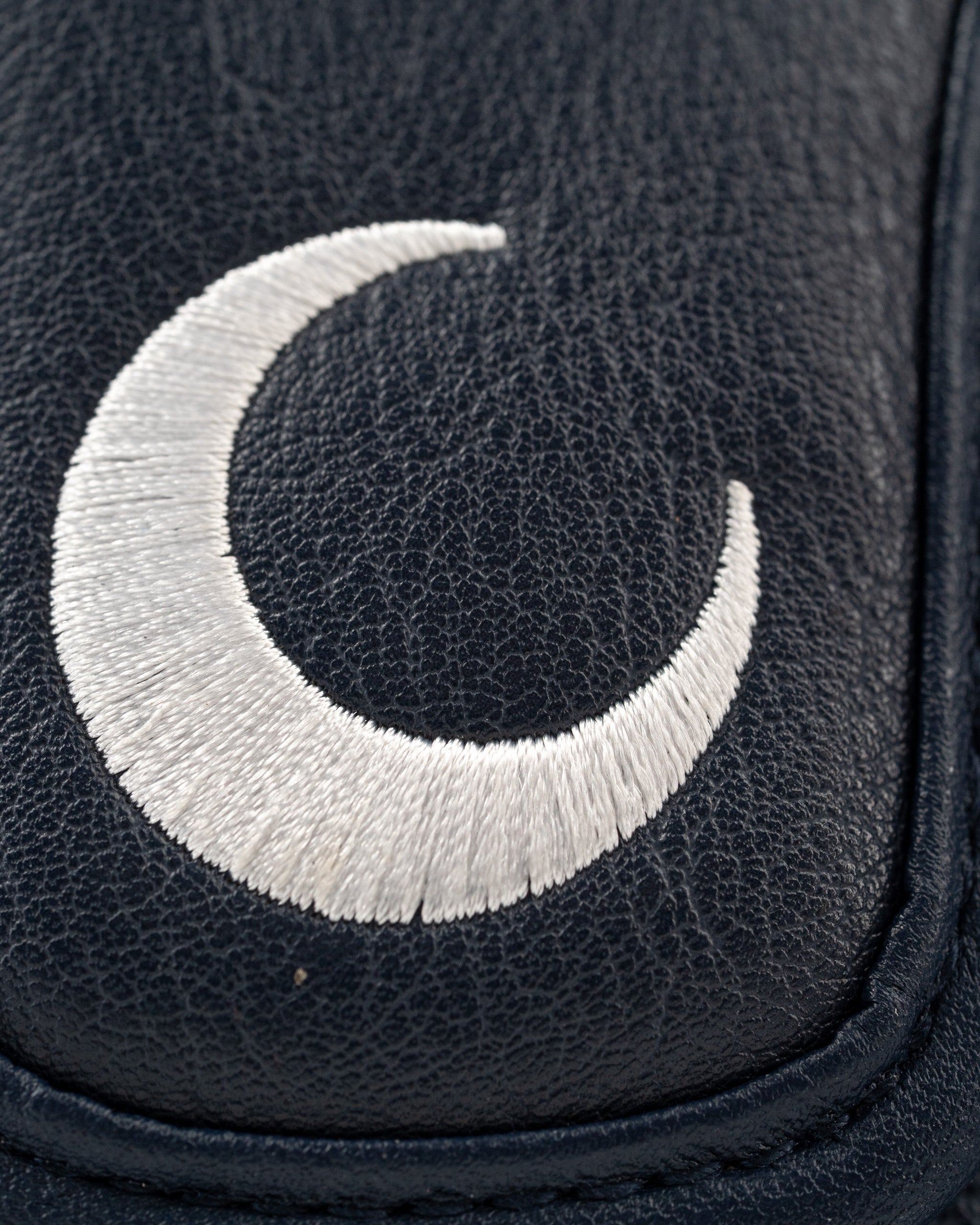 South Carolina State Flag mallet putter cover featuring a crescent moon design on a navy leather background.
