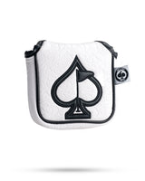 Embossed Spade Mallet Putter Cover - White with Black Spade