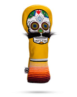 Mustache Sugar Skull - Driver Cover Yellow