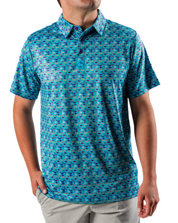 atlantic fish name polo polo Island in Multi Pink Dogwood Sol Fish & Drips Golf Polo