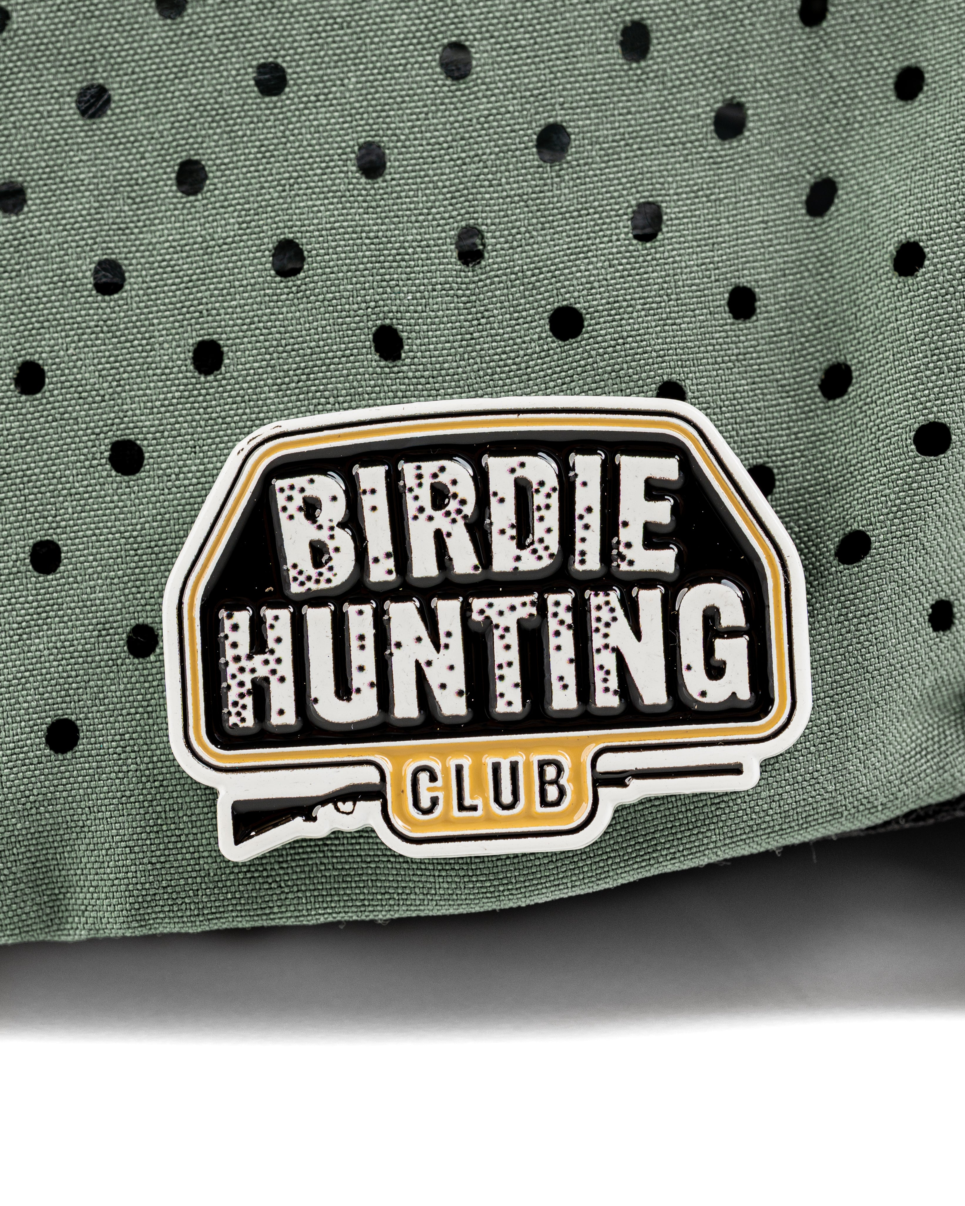 Perforated rope hat featuring the Birdie Hunting Club logo, designed for stylish golfers seeking unique accessories.