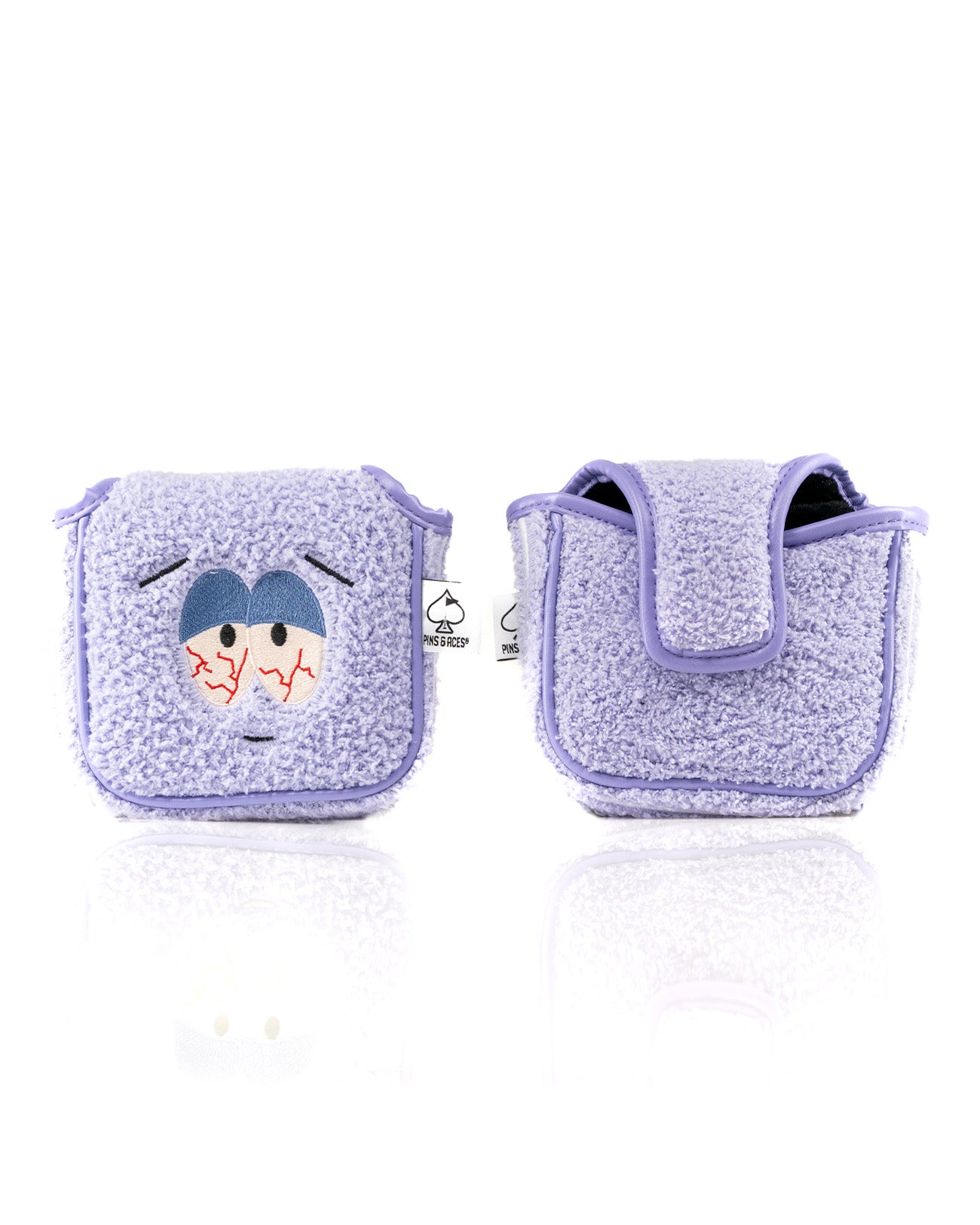 South Park Towelie mallet putter cover featuring a soft purple design with Towelie's face, perfect for unique golf style.