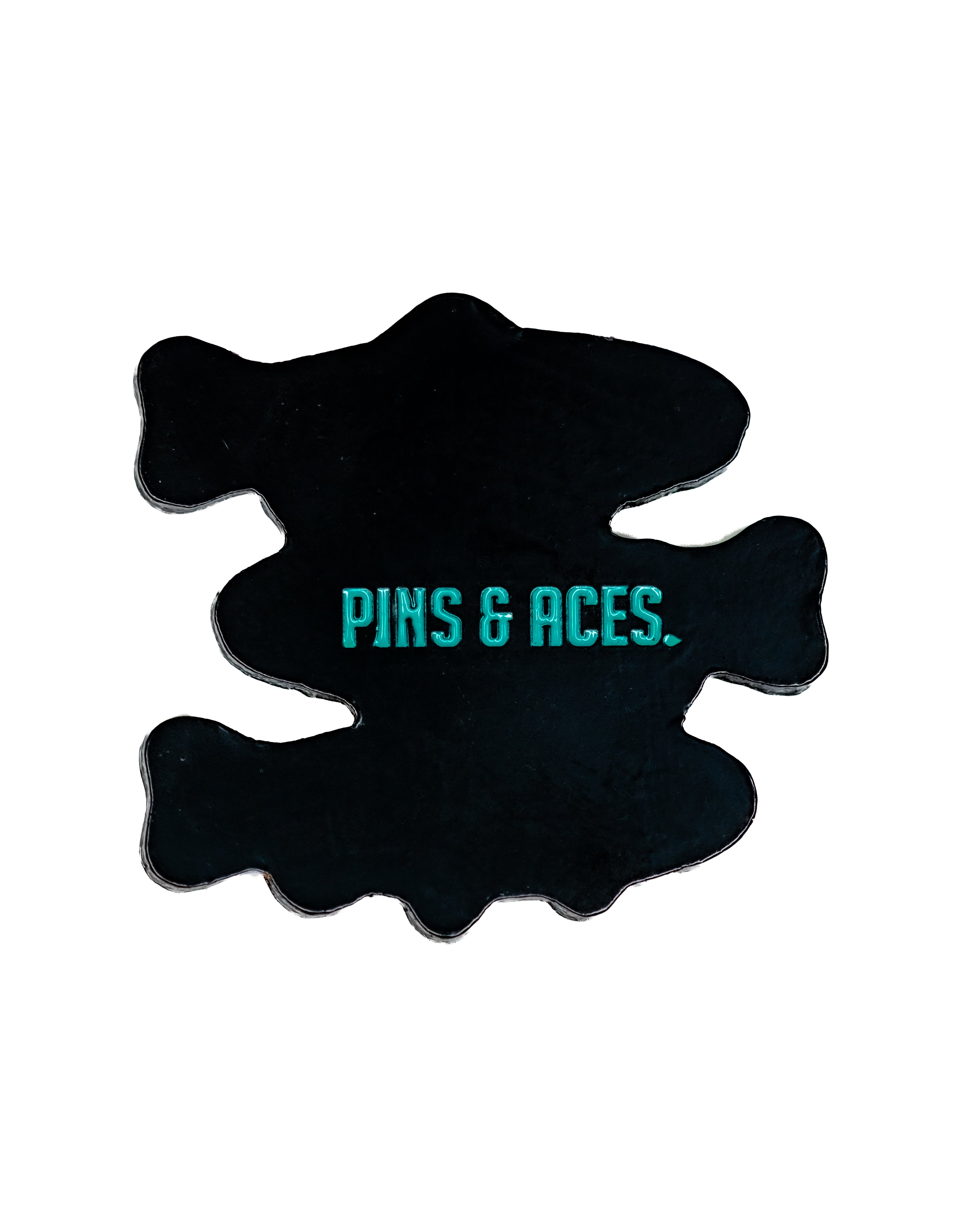 Perforated rope hat in black with teal "Pins & Aces" logo, designed for stylish golfers seeking standout accessories.