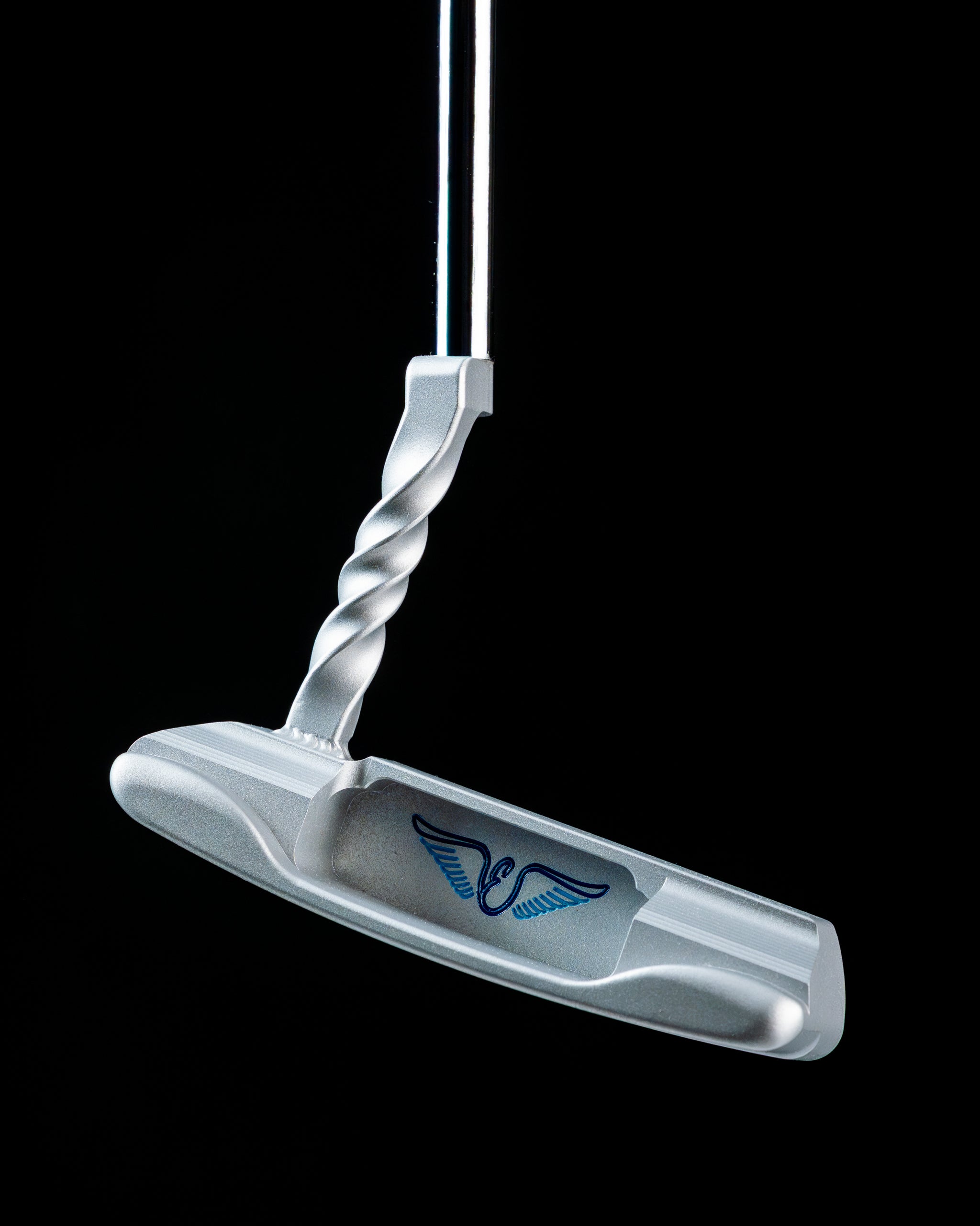 Edel Twister Putter featuring a unique twisted shaft design and sleek silver finish, ideal for precision putting.