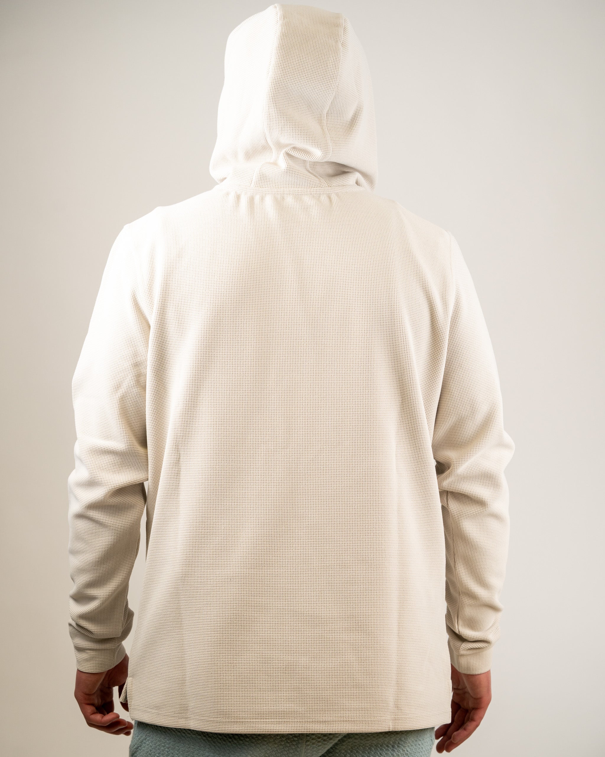 Back view of the Player Preferred Waffle Grid Hoodie in Dark Stone, featuring a textured fabric and a relaxed fit.