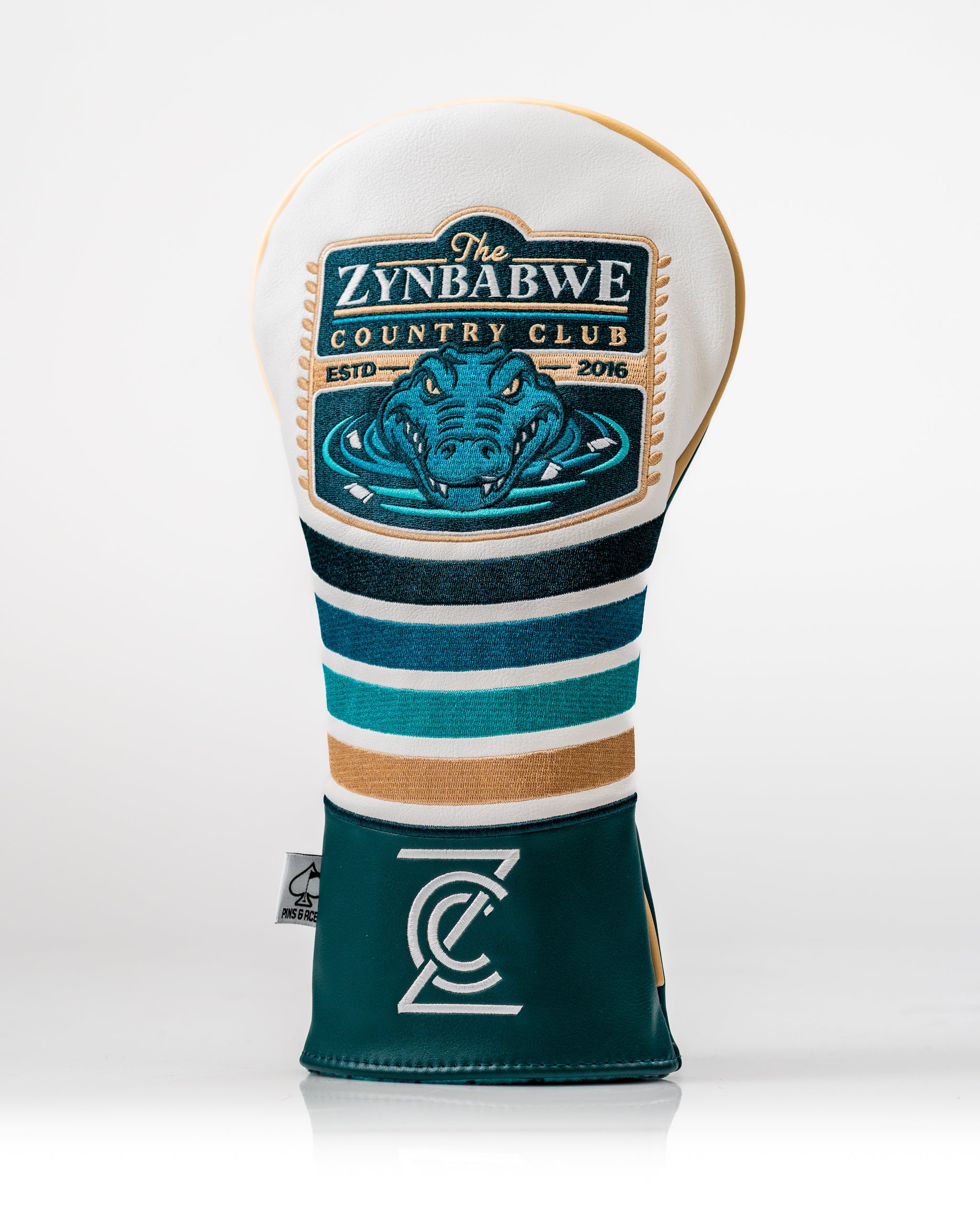 Zynbabwe Country Club Gator driver cover featuring a bold design with a gator graphic and club logo in vibrant colors.