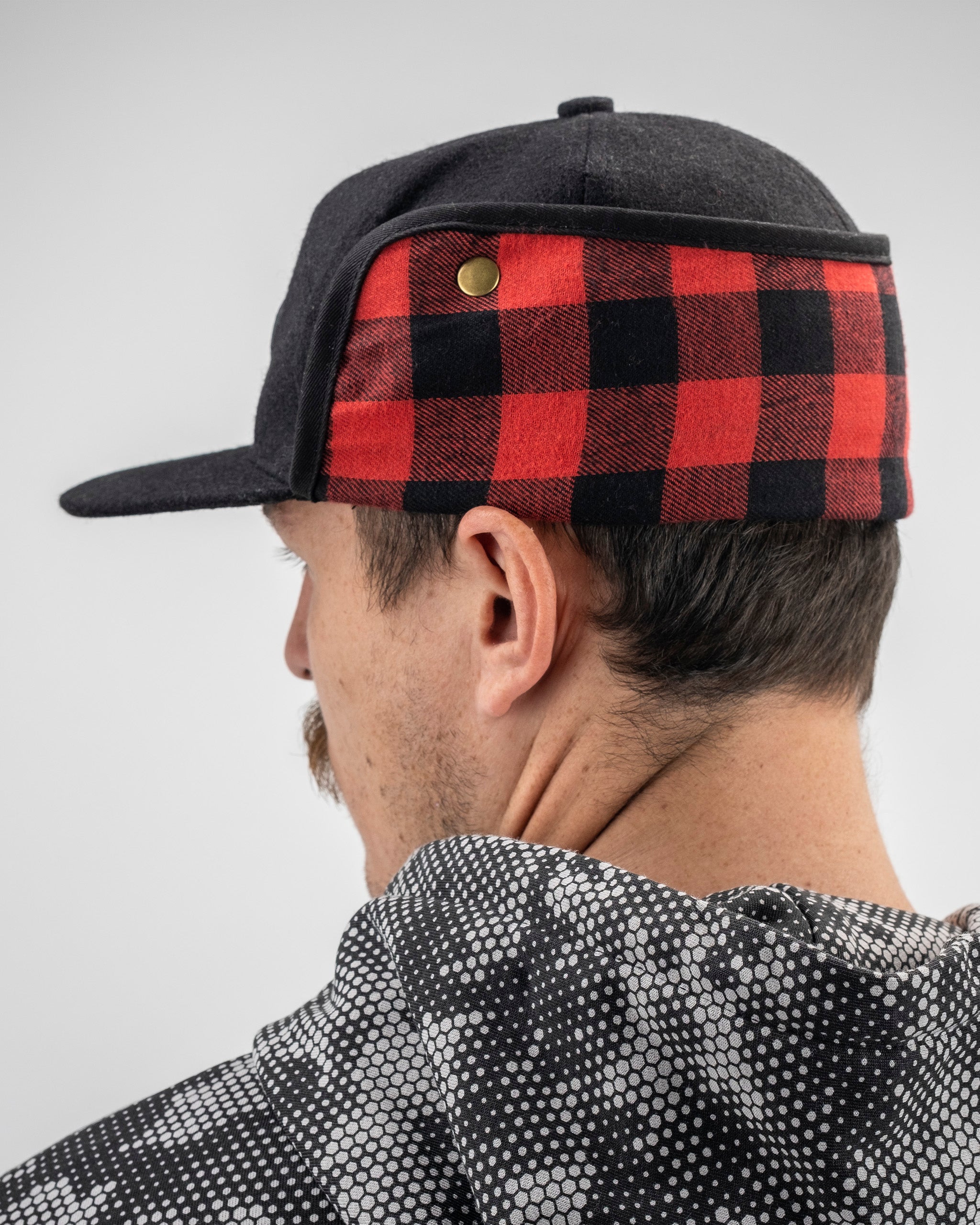 Flapback Fitted Hat - Classic Red Plaid
